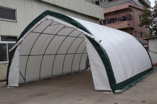 20' X 30' X 12' PEAK CEILING STORAGE SHELTER W/ COMMERCIAL FABRIC