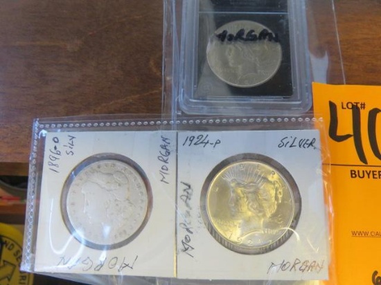 (2) 1924 MORGAN SILVER DOLLARS & (1) 1986 MORGAN SILVER DOLLAR