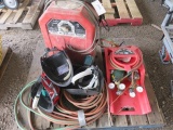 LINCOLN ARC WELDER 225 AMP W/ LEADS, (3) WELDING HELMETS, (3) WELDING GOGGLES, LINCOLN PORT-A-TORCH
