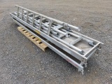 PALLET W/ (2) 122'' X 22'' UPRIGHT AERIAL PLATFORM SCAFFOLD PLANKS AND (4) 88'' ALUMINUM SIDE LADDER