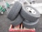 (4) GOODYEAR WRANGLER DURATRAC LT315/70R17 TIRES ON 8 LUG STEEL WHEELS