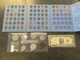 LOT OF U.S. COINS, $2 BILL & COMMEMERATIVE COINS: (3) EISENHOWER DOLLARS, KENNEDY HALF