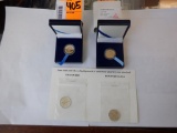 (2) GOLD PLATED NICKLES & (2) GOLD & SILVER -HIGHLIGHTED QUARTERS