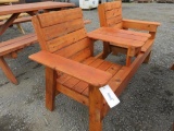 STAINED DOUBLE SEAT CEDAR BENCH 66''X24''