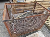 ASSORTED LENGTH & SIZE STEEL CABLES IN STEEL CRATE