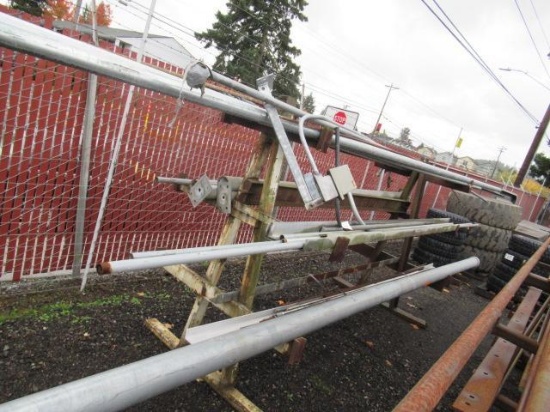 STEEL MATERIAL RACK W/ASSORTED ALL THREAD & PIPE