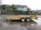 EQUIPMENT TRAILER, WOOD DECK, FOLD DOWN STEEL TAMPS, 5200 GVWR, ELECTRIC BRAKES, TANDEM AXLE, PINTLE
