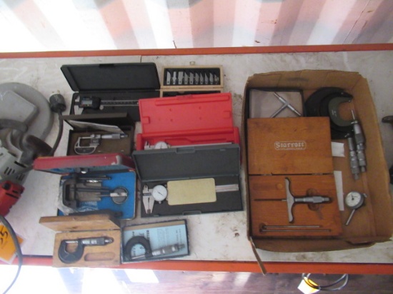 BOX OF ASSORTED MICROMETERS & CALIPERS