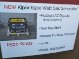 KIPOR KGE6500ED 120/240V GASLOINE GENERATOR UNUSED IN BOX