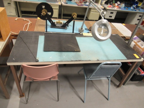 METAL WORK STATION W/WOOD TOP