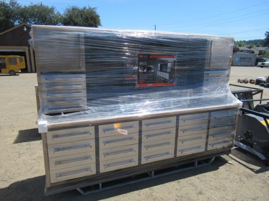10' HEAVY DUTY (20) DRAWER STAINLESS WORK BENCH CABINET COMBO