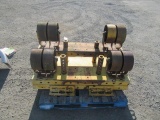 (2) ADJUSTABLE MACHINERY MOVING DOLLIES W/ 11'' DOUBLE ROLLER BEARING CASTERS