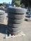 (6) 10R22.5 TIRES ON 10 LUG BUDD STEEL WHEELS