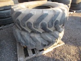 (2) 16.00-24 NYLON 16PLY ROAD GRADER TIRES ON 12 LUG WHEELS