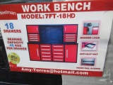 STEELMAN 7' METAL WORK BENCH W/ 18 DRAWERS & 4 CABINETS