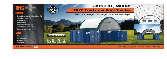 20' X 20' ROUND CONTAINER ROOF SHELTER (UNUSED IN CRATE)