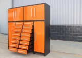 88'' MULTI DRAWER TOOL CHEST CABINET W/ 16 DRAWERS, 2 TOP CABINETS & 2 UPRIGHT SIDE CABINETS