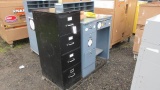 METAL WORK BENCH W/ (4) DRAWERS & FILE CABINET