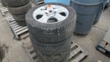 (4) TOYO 245/50R17 ON 5 LUG ALUMINUM WHEELS