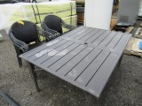 METAL PATIO TABLE W/ (8) OUTDOOR CHAIRS