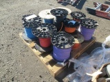 PALLET W/ (12) SPOOLS OF ASSORTED GUAGE INSULATED WIRE