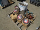 PALLET OF (5) ASSORTED ANGLE GINDERS W/ (5) BOXES OF GRINDING WHEELS