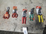 (2) CRESENT AVIATION SNIPS, PAIR OF OFFSET AVIATION SNIPS, (2) PAIRS OF TINNER SNIPS