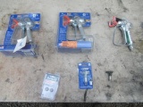 (3) SG3 AIRLESS SPRAY GUNS, (2) PACK OF TILE CUTTER SCORING WHEELS, (2) SPRAY TIPS