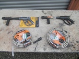 (2) DEWALT PRESSURE WASHER SPRAY GUNS W/ (2) POWER CARE 25' EXTENSION HOSE