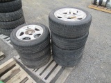 (4) 245/45R17 TIRES ON 5 LUG ALUMINUM WHEELS & (3) 225/55R16 TIRES ON 5 LUG ALUMINUM WHEELS