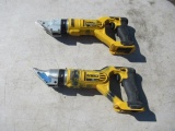 (2) DEWALT DCS494 14 GAUGE SWIVEL HEAD SHEARS IN TOOL BAGS (NO BATTERIES OR CHARGER)