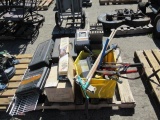 PALLET W/ CRAFTSMAN PLASTIC TOOL BOX, EMPTY TOOL CASES, SOAP DISPENSERS & TOTE W/ ASSORTED TOOLS