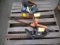 (2) BLACK & DECKER ELECTRIC HEDGE TRIMMERS, RYOBI DRILL, & BATTERY POWERED SAW SET
