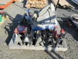 CAMBELL HOUSFIELD AIR COMPRESSOR, (2) FLOOR JACKS, BOTTLE JACKS, JACK STANDS, & EXTENSION CORDS