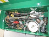 METAL TOOL BOX W/ ASSORTED TOOLS & HOLE SAWS