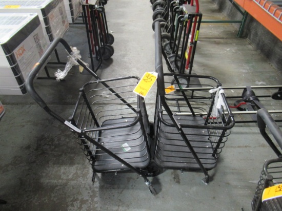 (2) MILWAUKEE HEAVY DUTY COLLAPSABLE SHOPPING CARTS (MISSING SOME WHEELS)