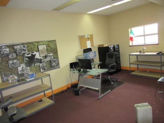 CONTENTS OF OFFICE - DESK, FILE CABINETS, SHELVING, CHAIRS, SAFE(NO COMBO OR KEY)