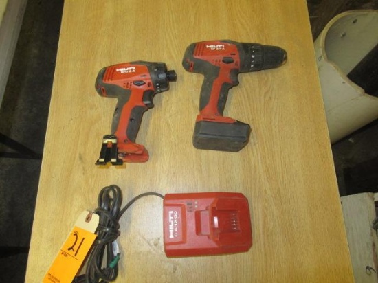 HILTI 22V CORDLESS IMPACT DRIVER & DRILL W/(1) BATTERY & CHARGER