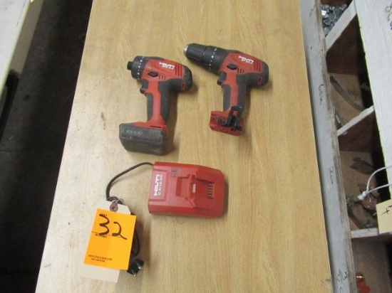 HILTI 22V CORDLESS IMPACT DRIVER & DRILL W/(1) BATTERY & CHARGER