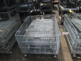 (3) ASSORTED SIZE ROLLING METAL WIRE CRATES