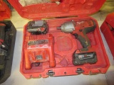 MILWAUKEE M18 1/2'' IMPACT WRENCH W/(2) BATTERIES, CHARGER & CASE