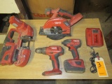 HILTI 22V CORDLESS TOOLS - IMPACT DRIVER, DRILL, BAND SAW, CIRCULAR SAW, CHARGER & (2) BATTERIES