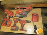 HILTI 22V CORDLESS TOOLS - IMPACT DRIVER, DRILL, BAND SAW, CIRCULAR SAW, CHARGER & (3) BATTERIES