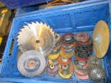 ASSORTED ABRASIVE DISKS, SANDING DISKS & SAW BLADES