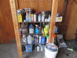 CONTENTS OF SHELVES - ASSORTED MARKING PAINT, OILS & CLEANERS