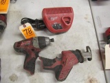 MILWAUKEE M12 IMPACT DRIVER & HACKZALL RECIPROCATING SAW W/CHARGER