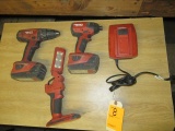 HILTI 22V CORDLESS TOOLS - IMPACT DRIVER, DRILL, LED LIGHT, CHARGER & (2) BATTERIES