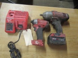 MILWAUKEE M18 1/2'' IMPACT WRENCH & IMPACT DRIVER W/BATTERY & CHARGER