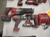 MILWAUKEE M18 IMPACT DRIVER, DRILL, RECIPROCATING SAW & WORKLIGHT W/BATTERY & CHARGER