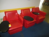 (3) RED UPHOLSTERED CHAIRS